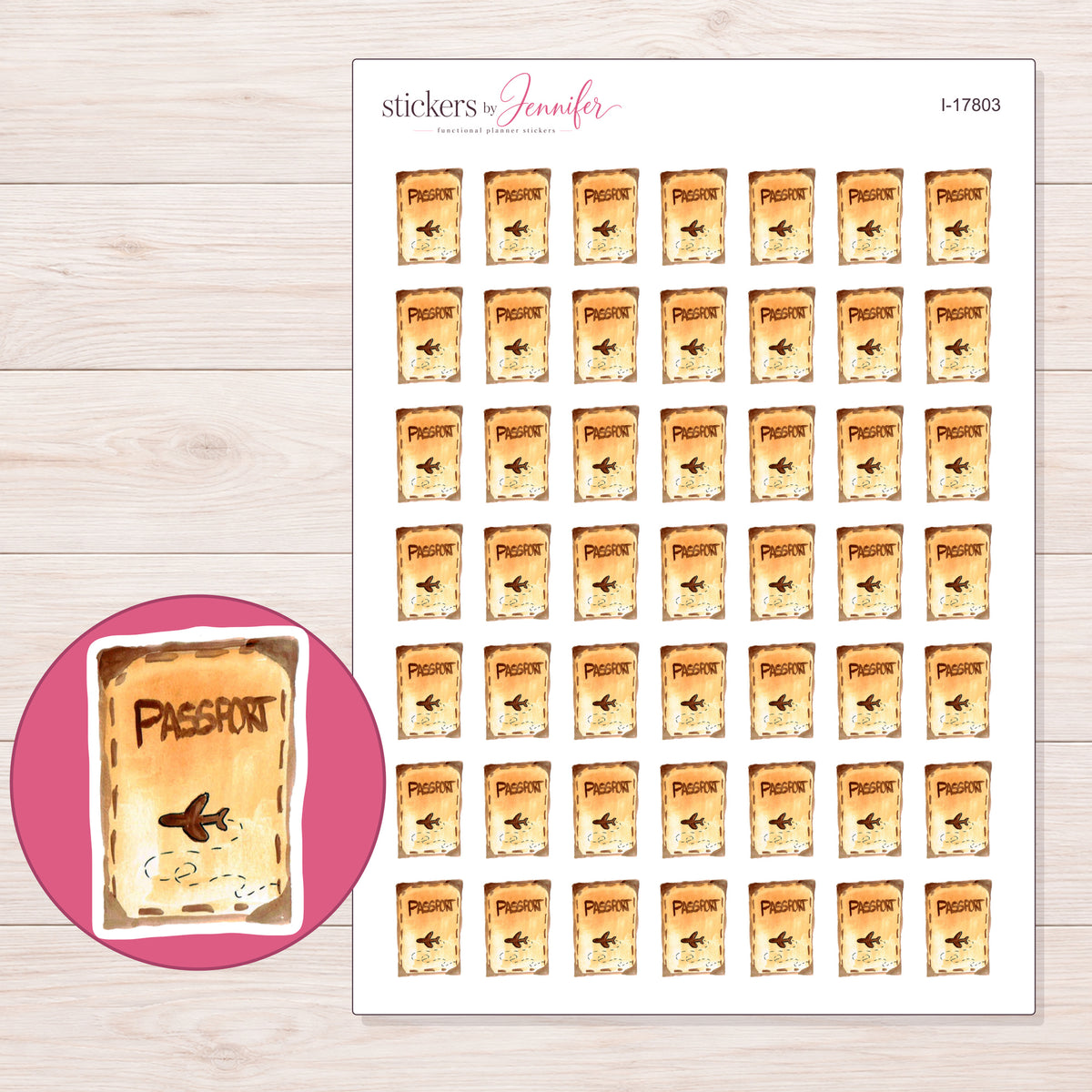 I-17803 planner sticker sheet with enlarged sticker detail