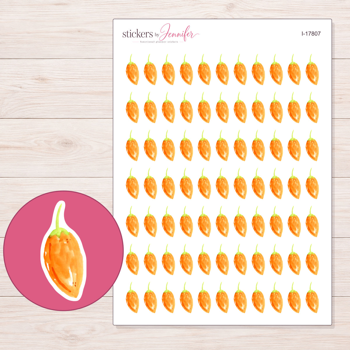I-17807 planner sticker sheet with enlarged sticker detail
