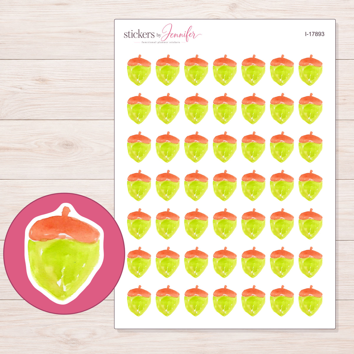 I-17893 planner sticker sheet with enlarged sticker detail