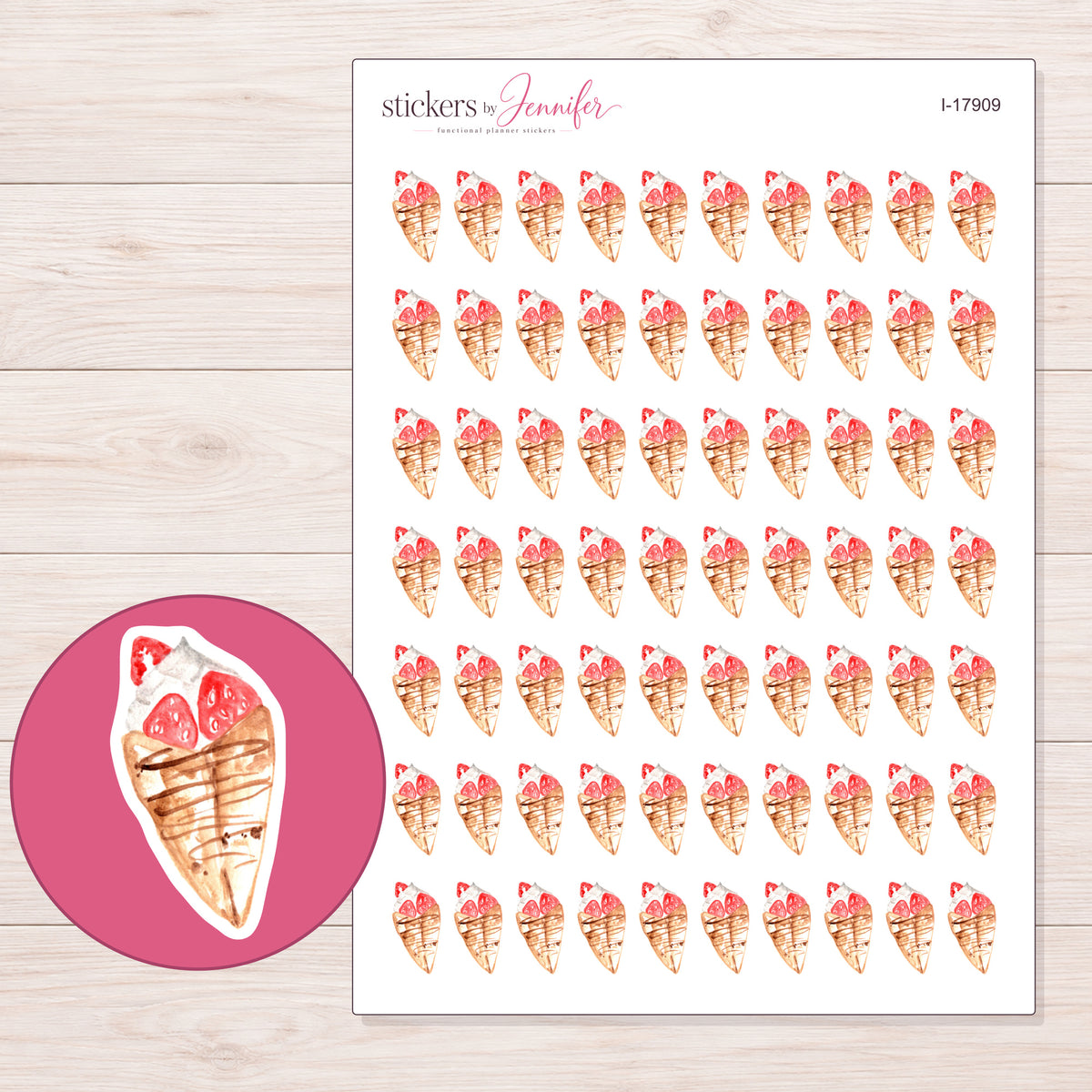 I-17909 planner sticker sheet with enlarged sticker detail