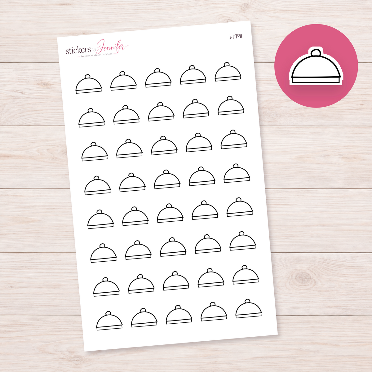 Serving Cloche Outline Planner Stickers | I-1791