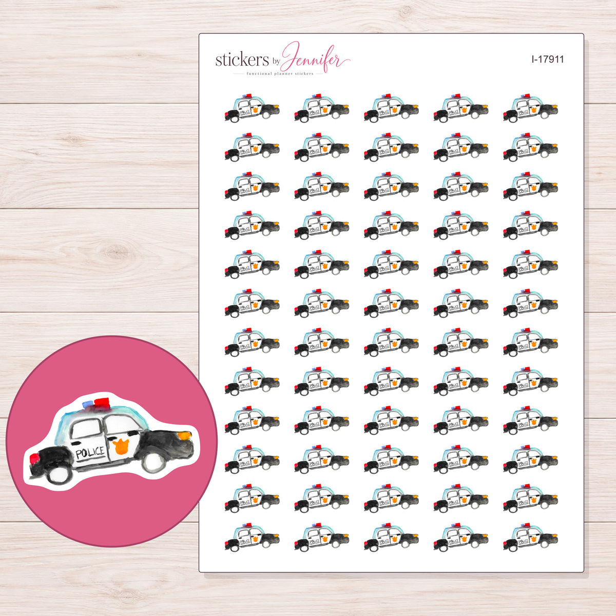 I-17911 planner sticker sheet with enlarged sticker detail