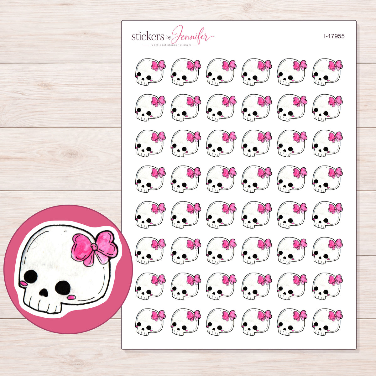 I-17955 planner sticker sheet with enlarged sticker detail