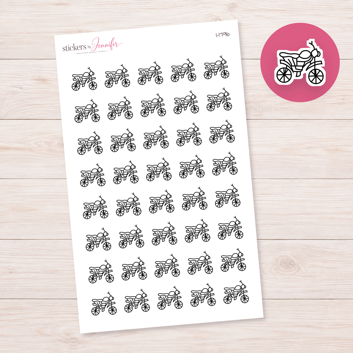 Outline Motorcycle Planner Stickers | I-1796