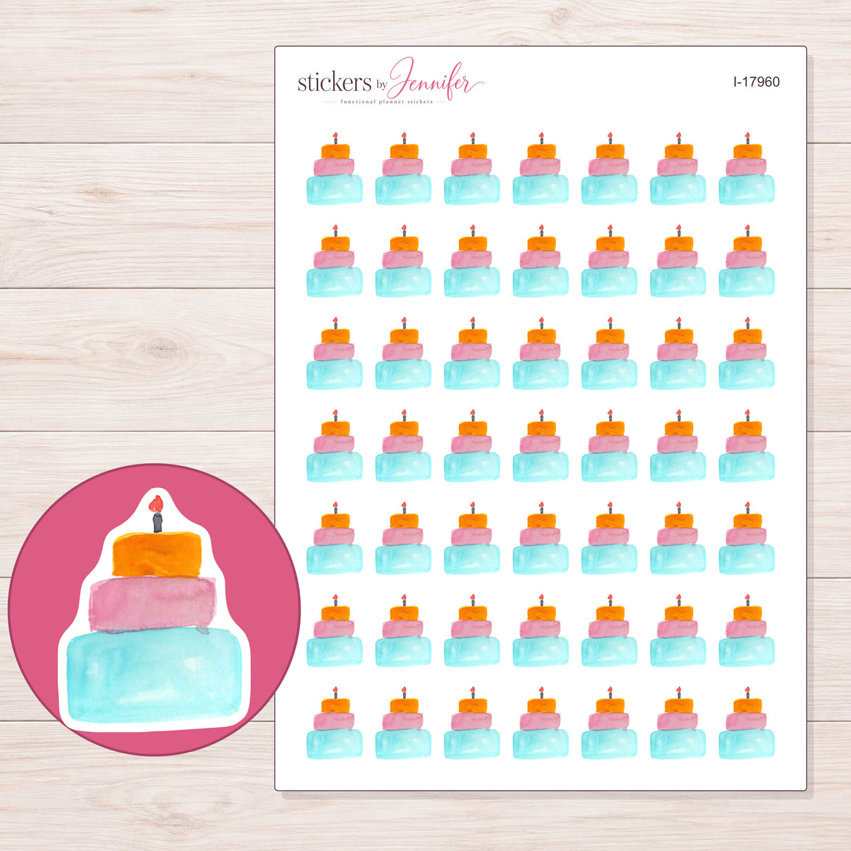I-17960 planner sticker sheet with enlarged sticker detail