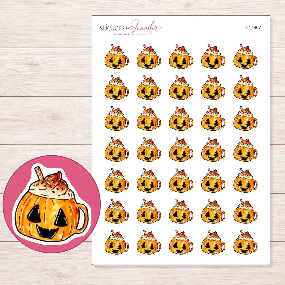 I-17967 planner sticker sheet with enlarged sticker detail