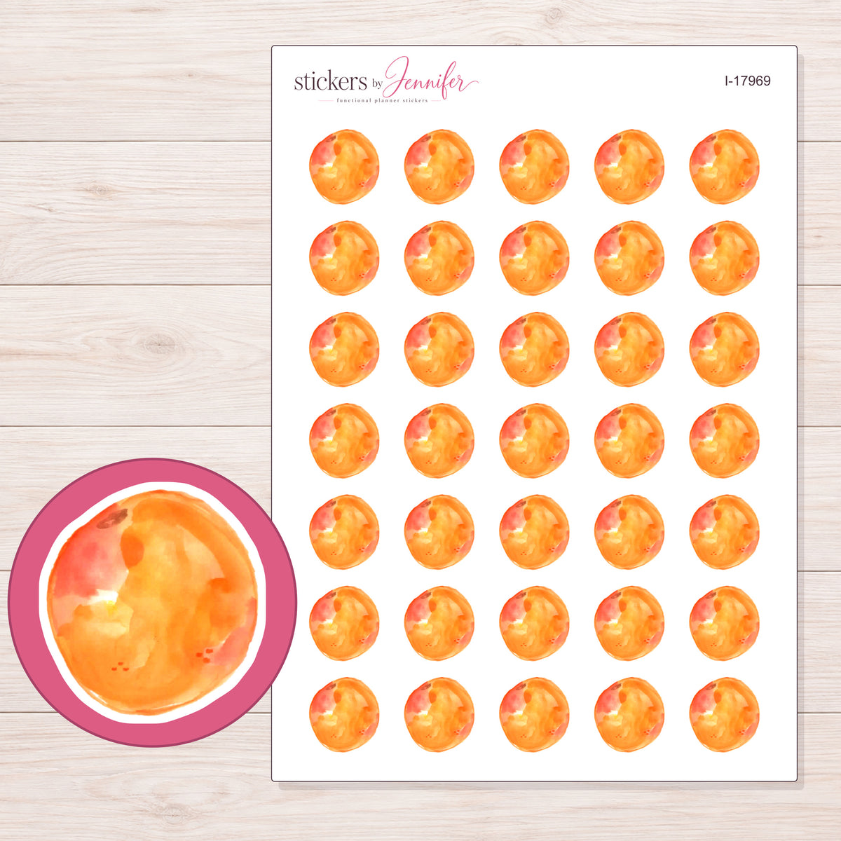 I-17969 planner sticker sheet with enlarged sticker detail