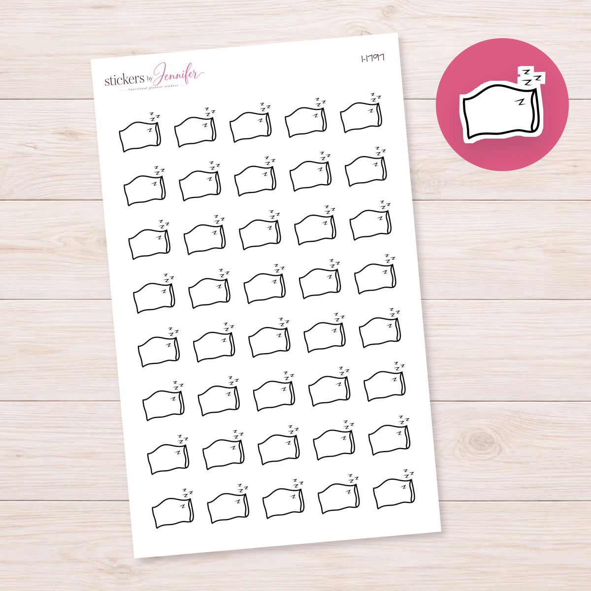 Outline Sleeping Pillow Planner Stickers | I-1797