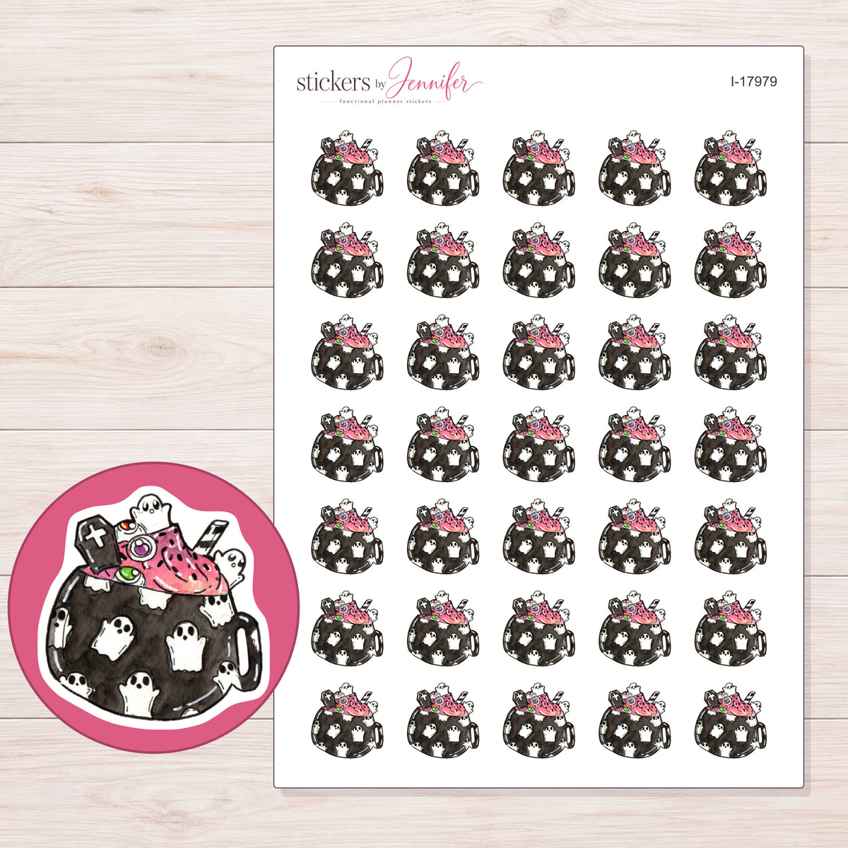 I-17979 planner sticker sheet with enlarged sticker detail