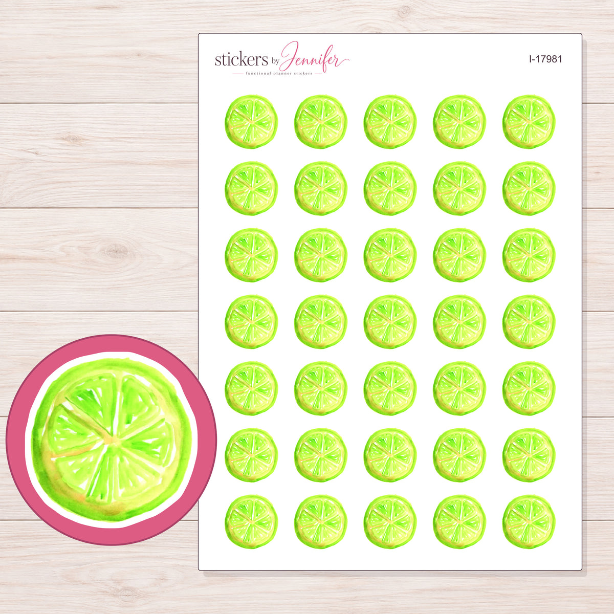 I-17981 planner sticker sheet with enlarged sticker detail