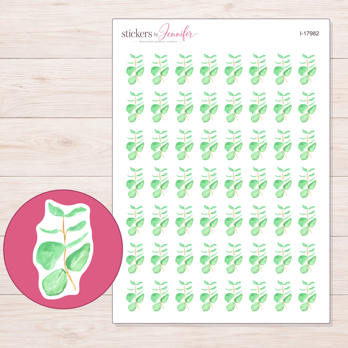I-17982 planner sticker sheet with enlarged sticker detail