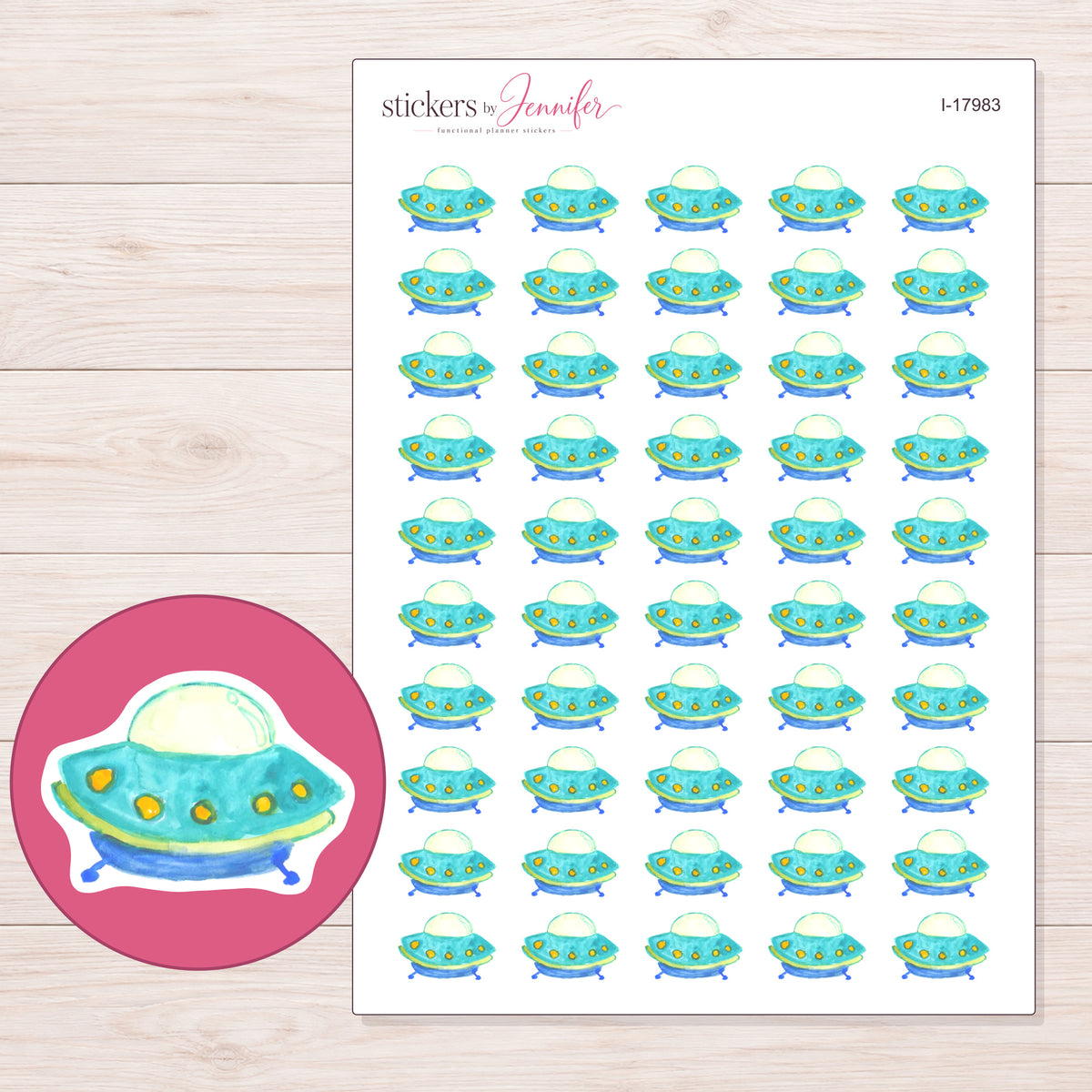 I-17983 planner sticker sheet with enlarged sticker detail