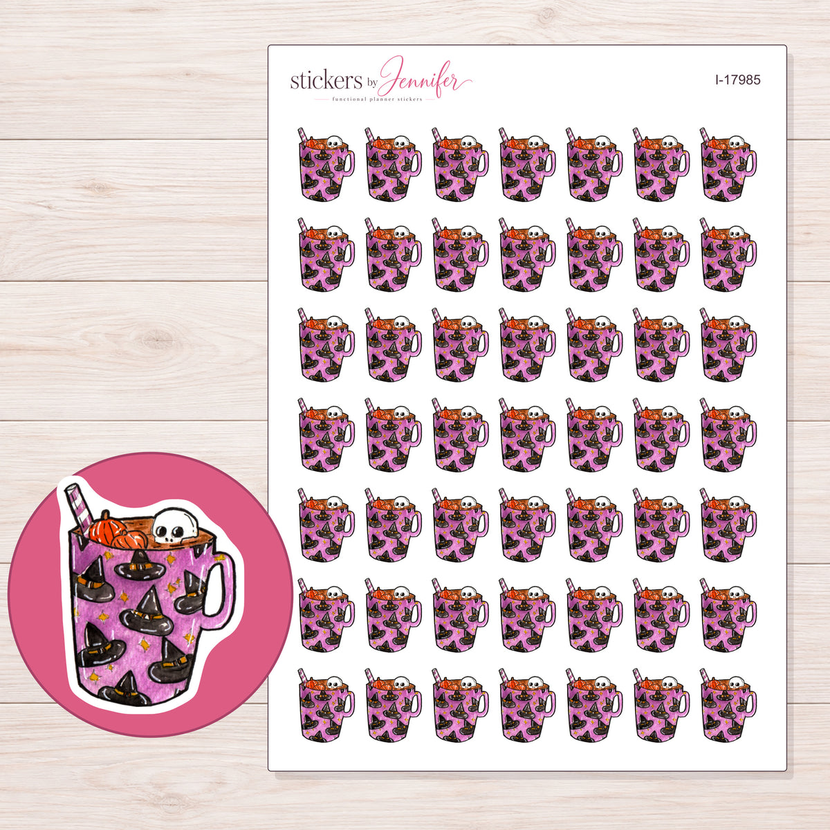 I-17985 planner sticker sheet with enlarged sticker detail