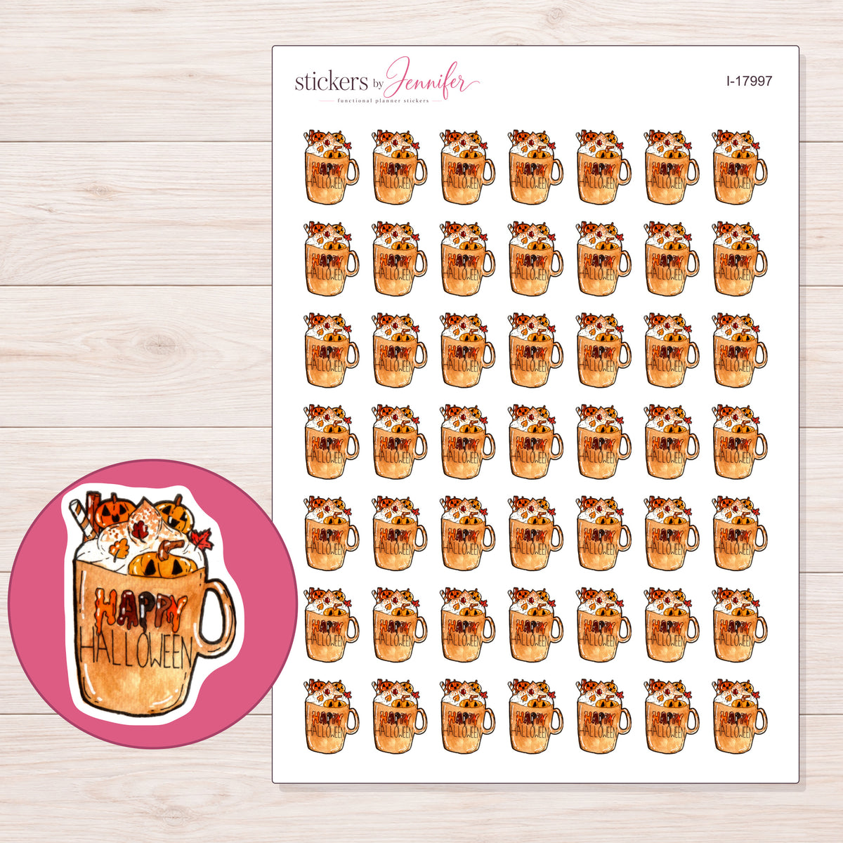 I-17997 planner sticker sheet with enlarged sticker detail