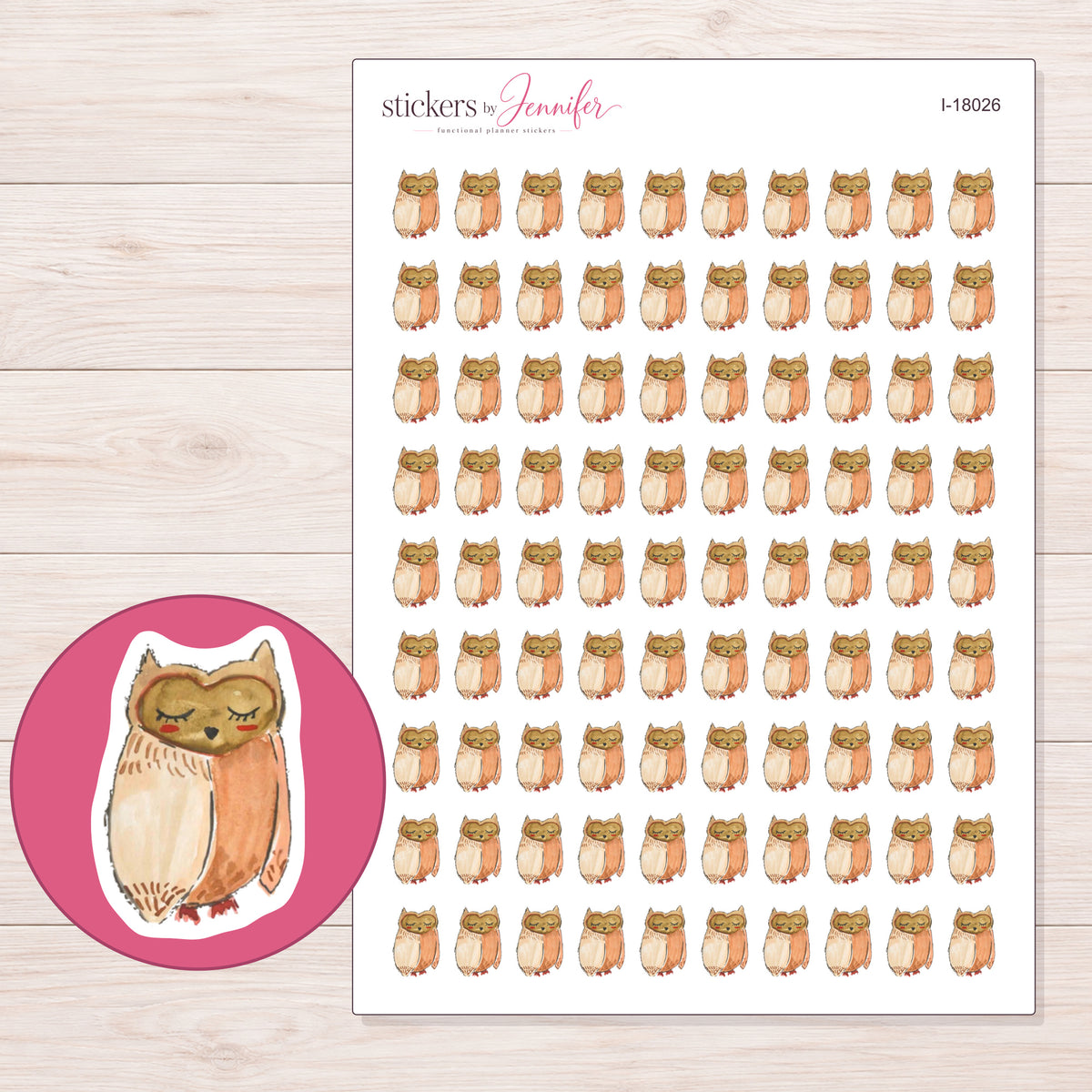 I-18026 planner sticker sheet with enlarged sticker detail