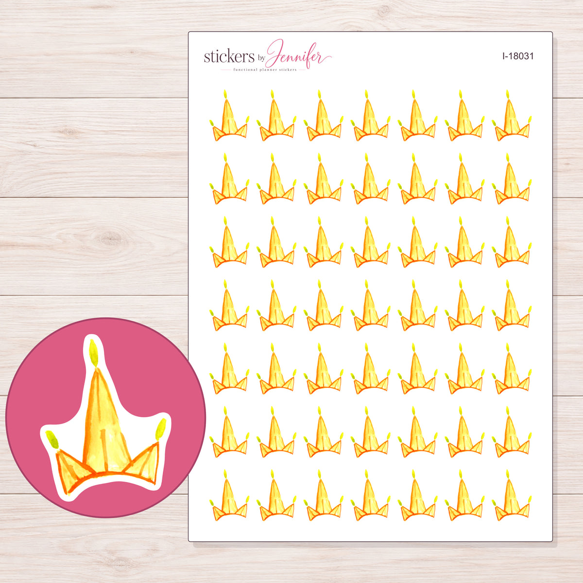 I-18031 planner sticker sheet with enlarged sticker detail