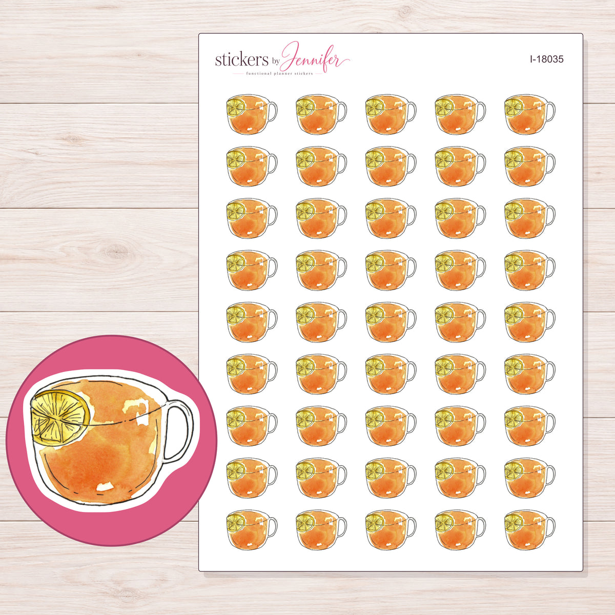 I-18035 planner sticker sheet with enlarged sticker detail