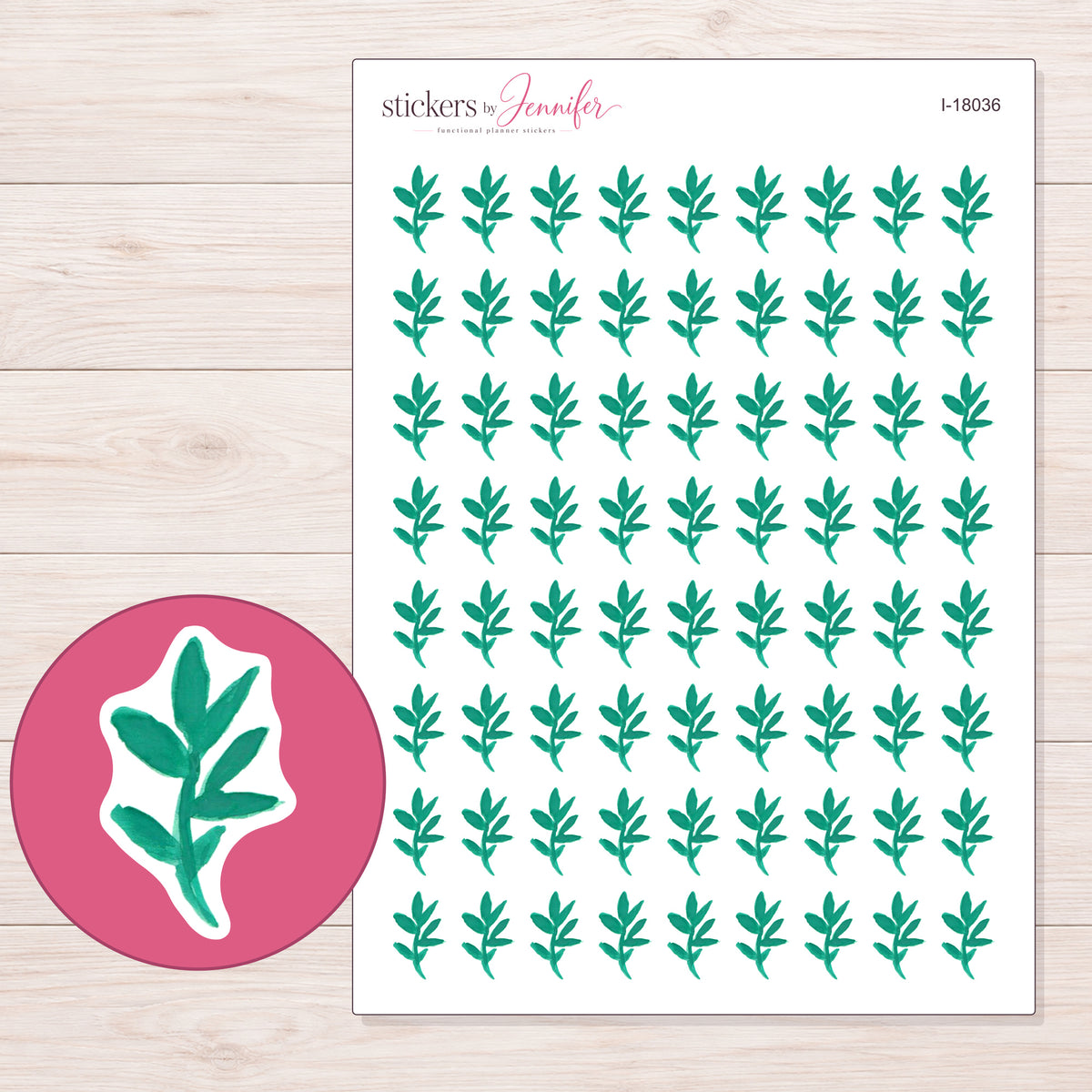 I-18036 planner sticker sheet with enlarged sticker detail