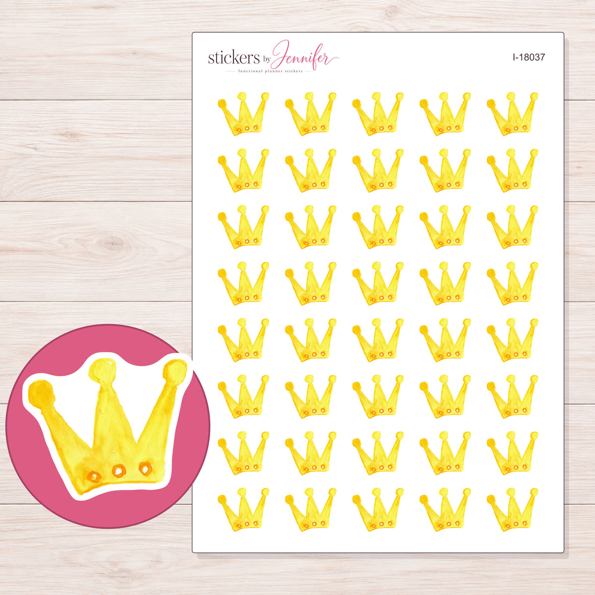 I-18037 planner sticker sheet with enlarged sticker detail