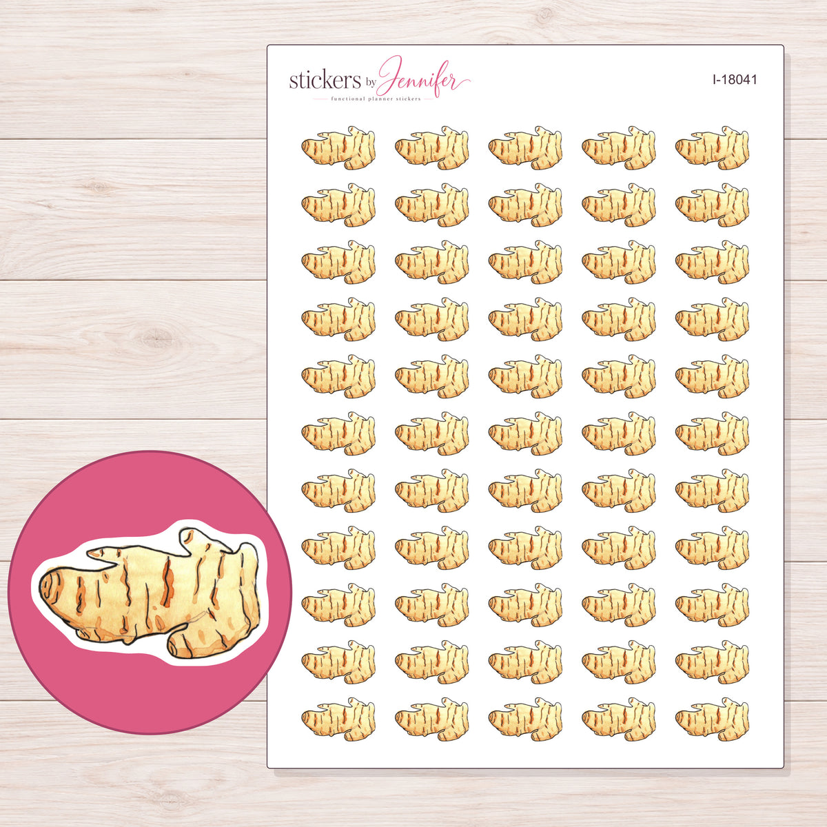 I-18041 planner sticker sheet with enlarged sticker detail