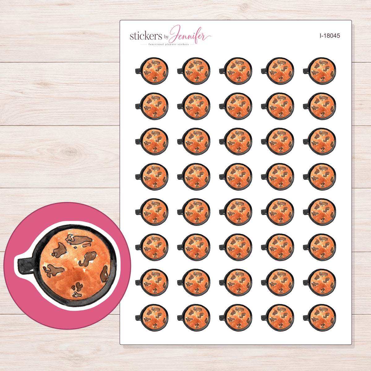 I-18045 planner sticker sheet with enlarged sticker detail