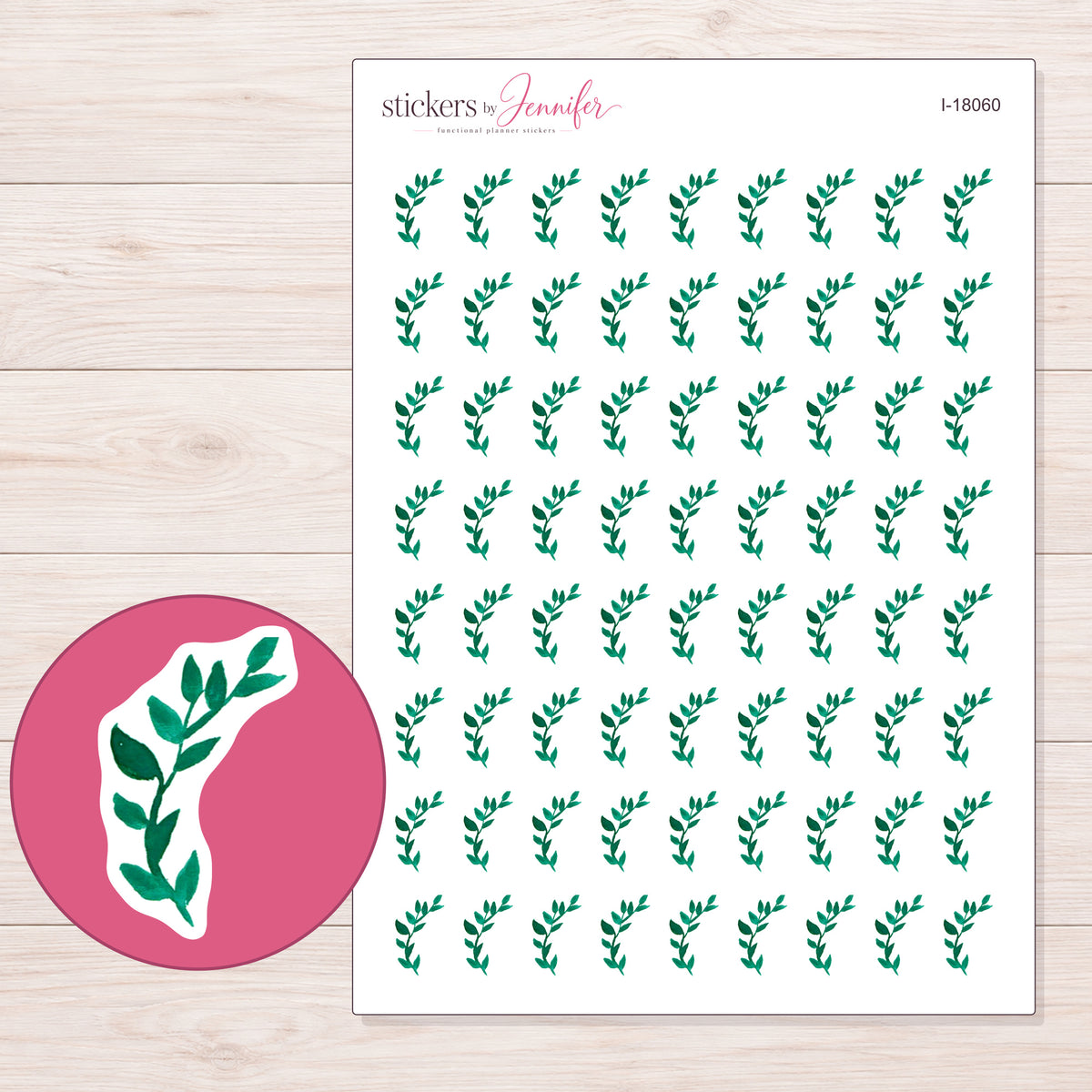 I-18060 planner sticker sheet with enlarged sticker detail