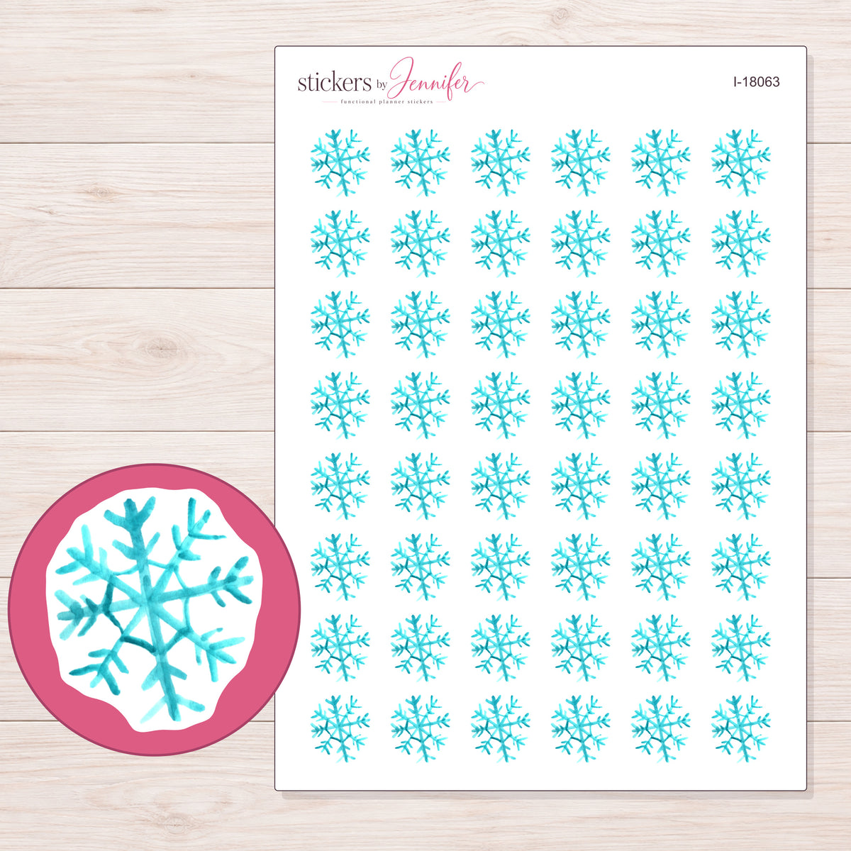 I-18063 planner sticker sheet with enlarged sticker detail