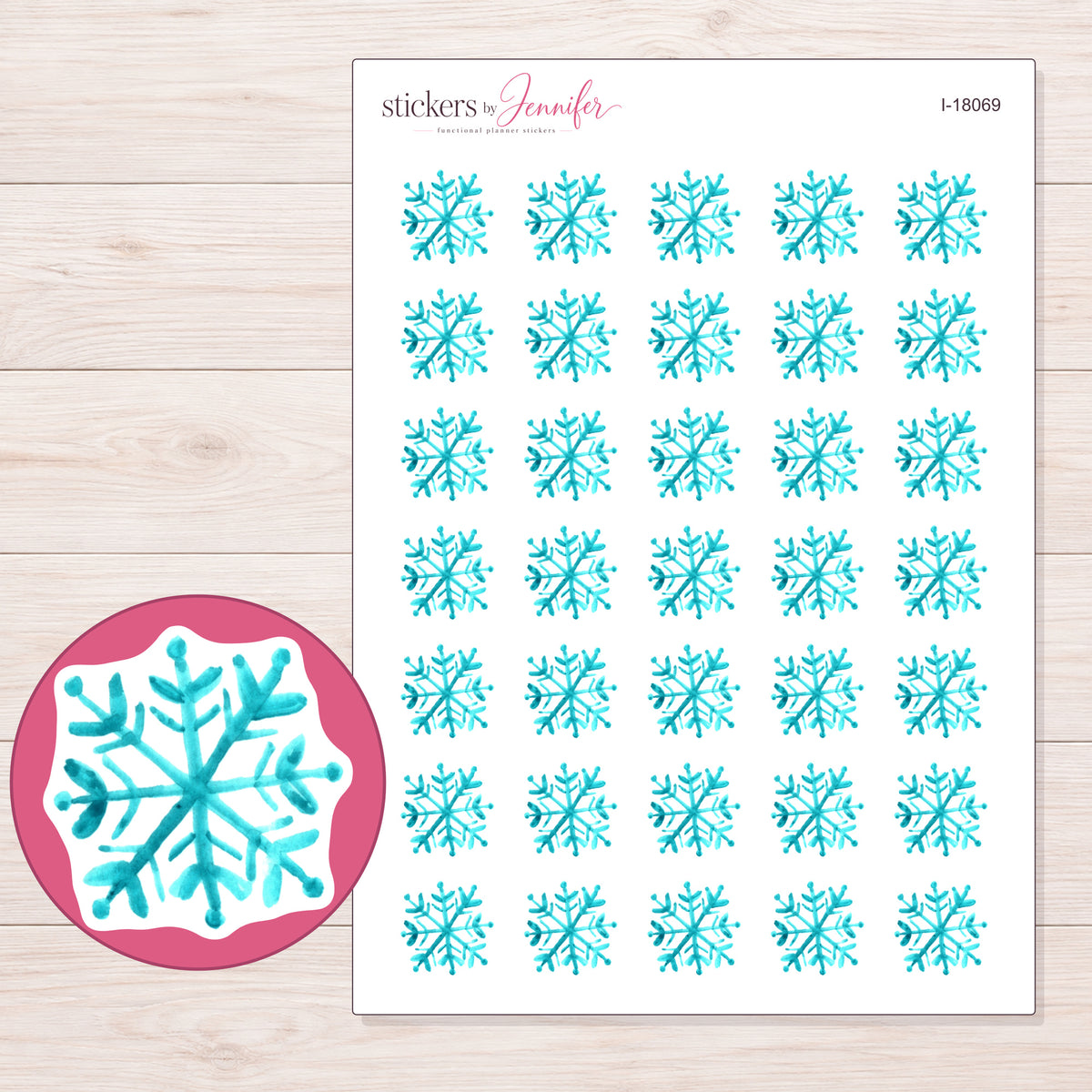 I-18069 planner sticker sheet with enlarged sticker detail