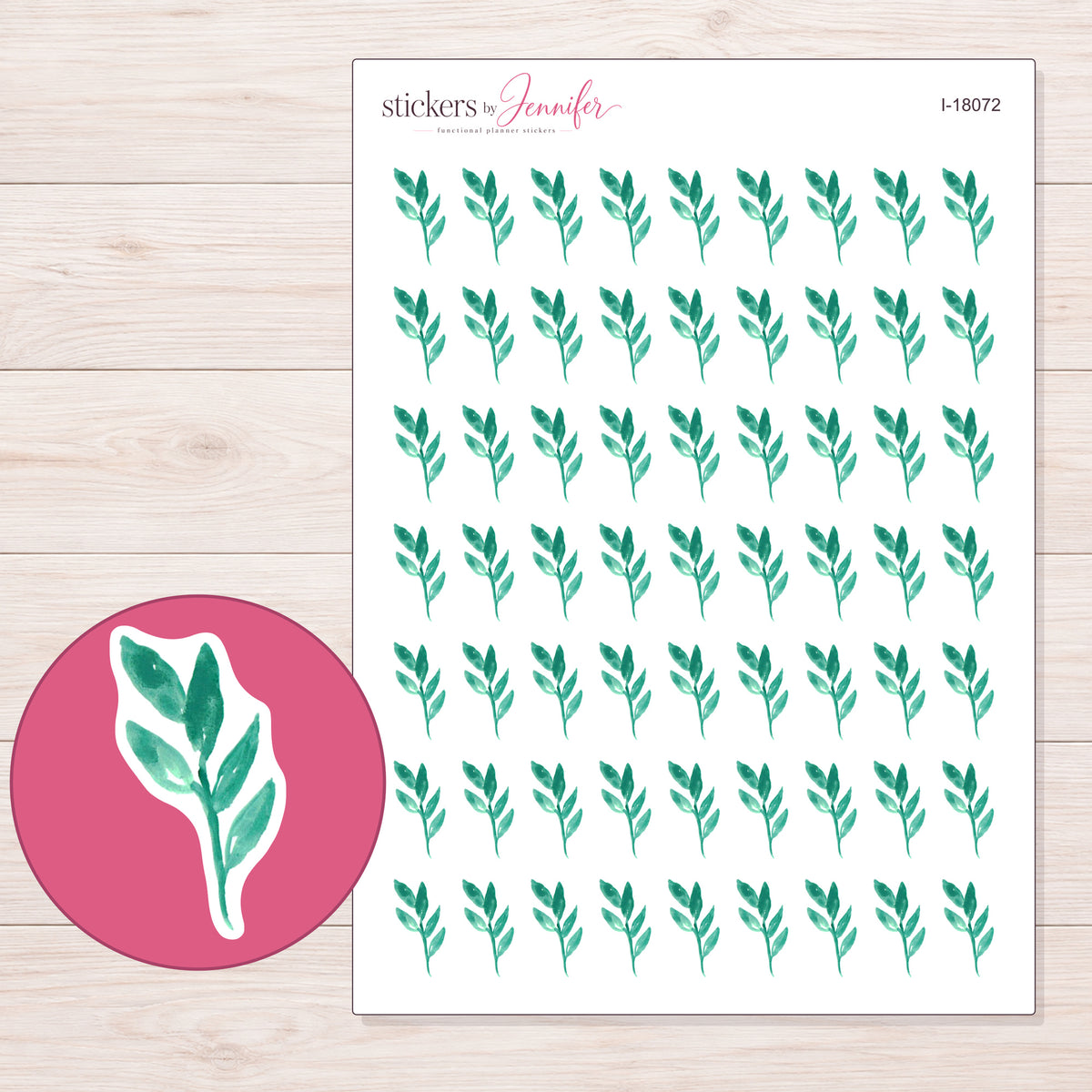I-18072 planner sticker sheet with enlarged sticker detail
