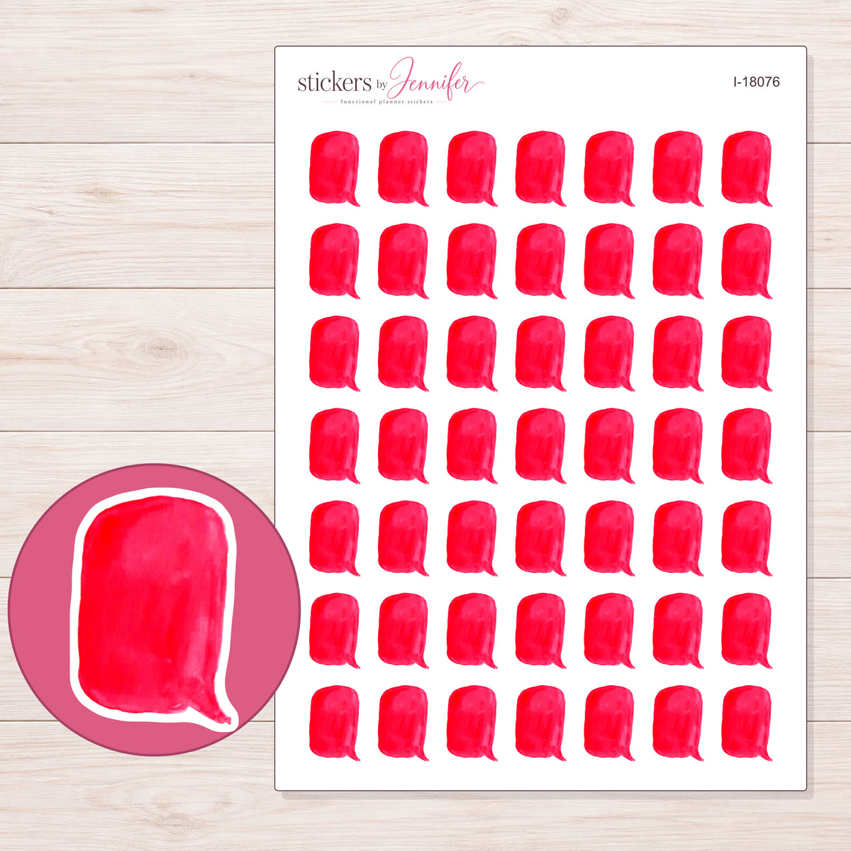 I-18076 planner sticker sheet with enlarged sticker detail