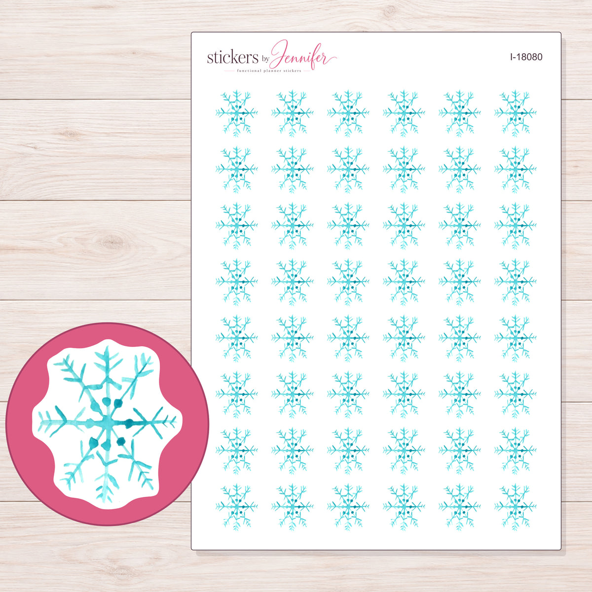 I-18080 planner sticker sheet with enlarged sticker detail