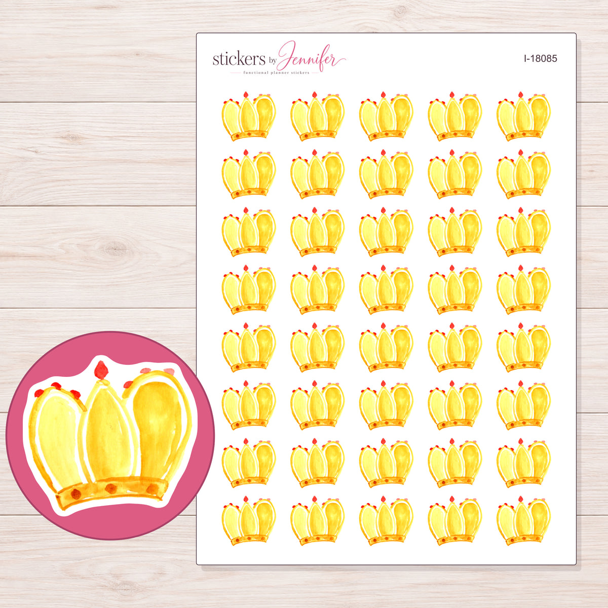 I-18085 planner sticker sheet with enlarged sticker detail