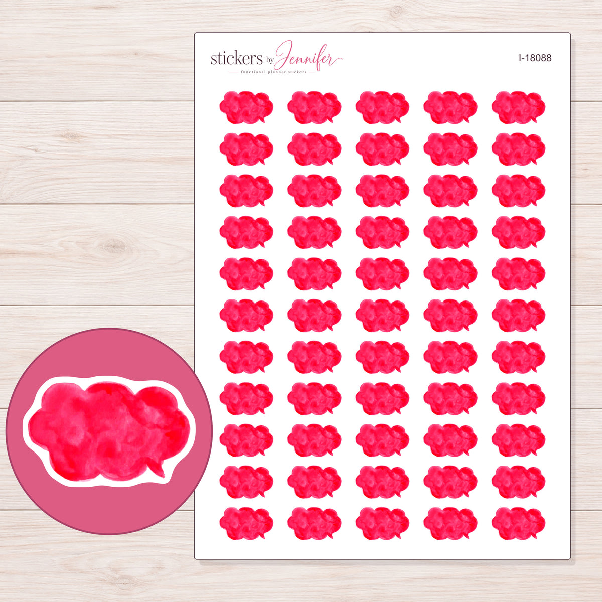 I-18088 planner sticker sheet with enlarged sticker detail
