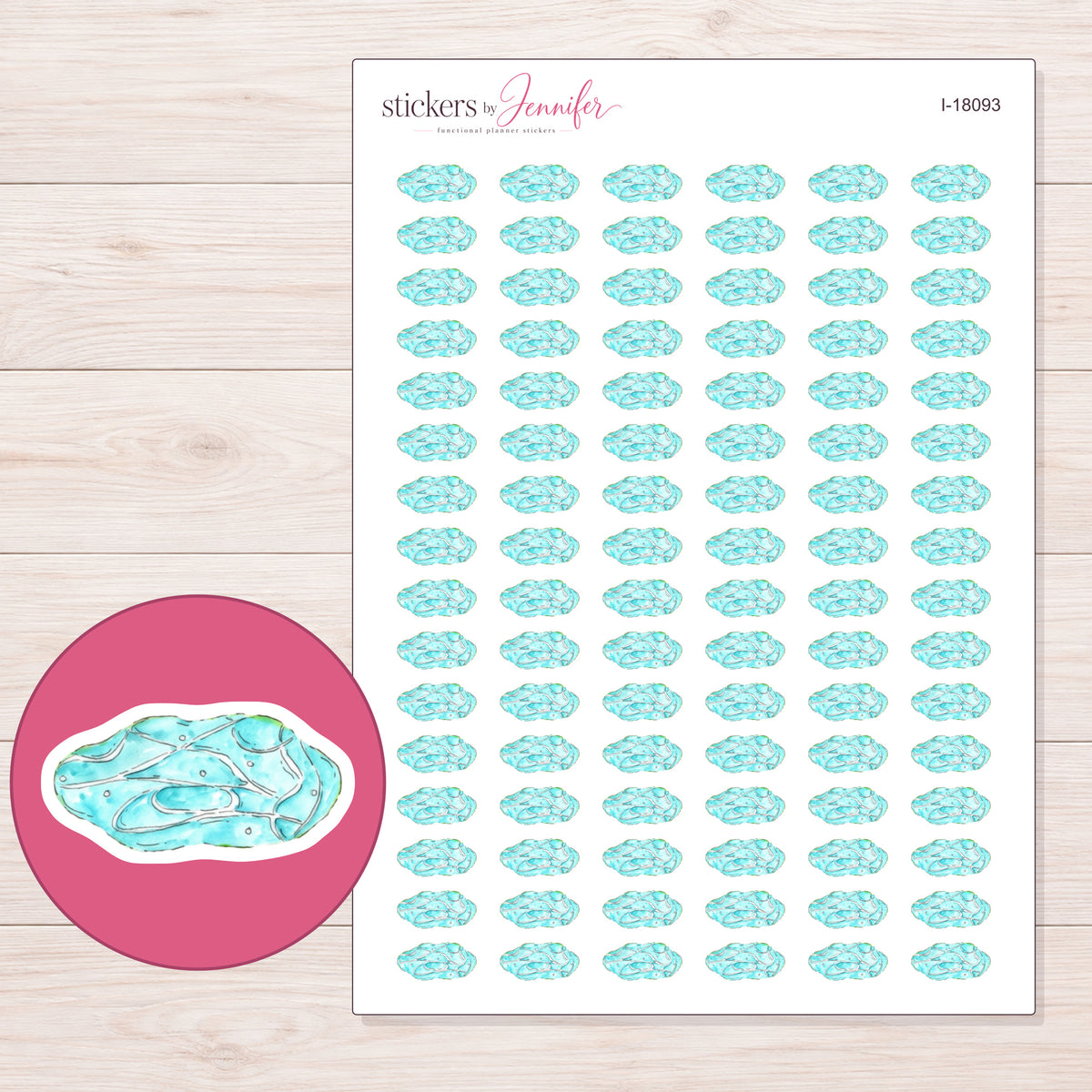I-18093 planner sticker sheet with enlarged sticker detail