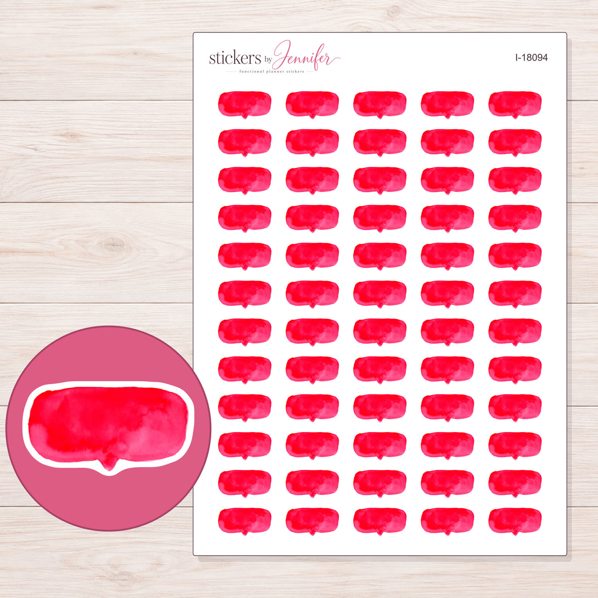 I-18094 planner sticker sheet with enlarged sticker detail