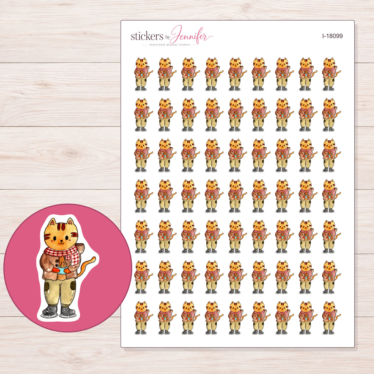 I-18099 planner sticker sheet with enlarged sticker detail