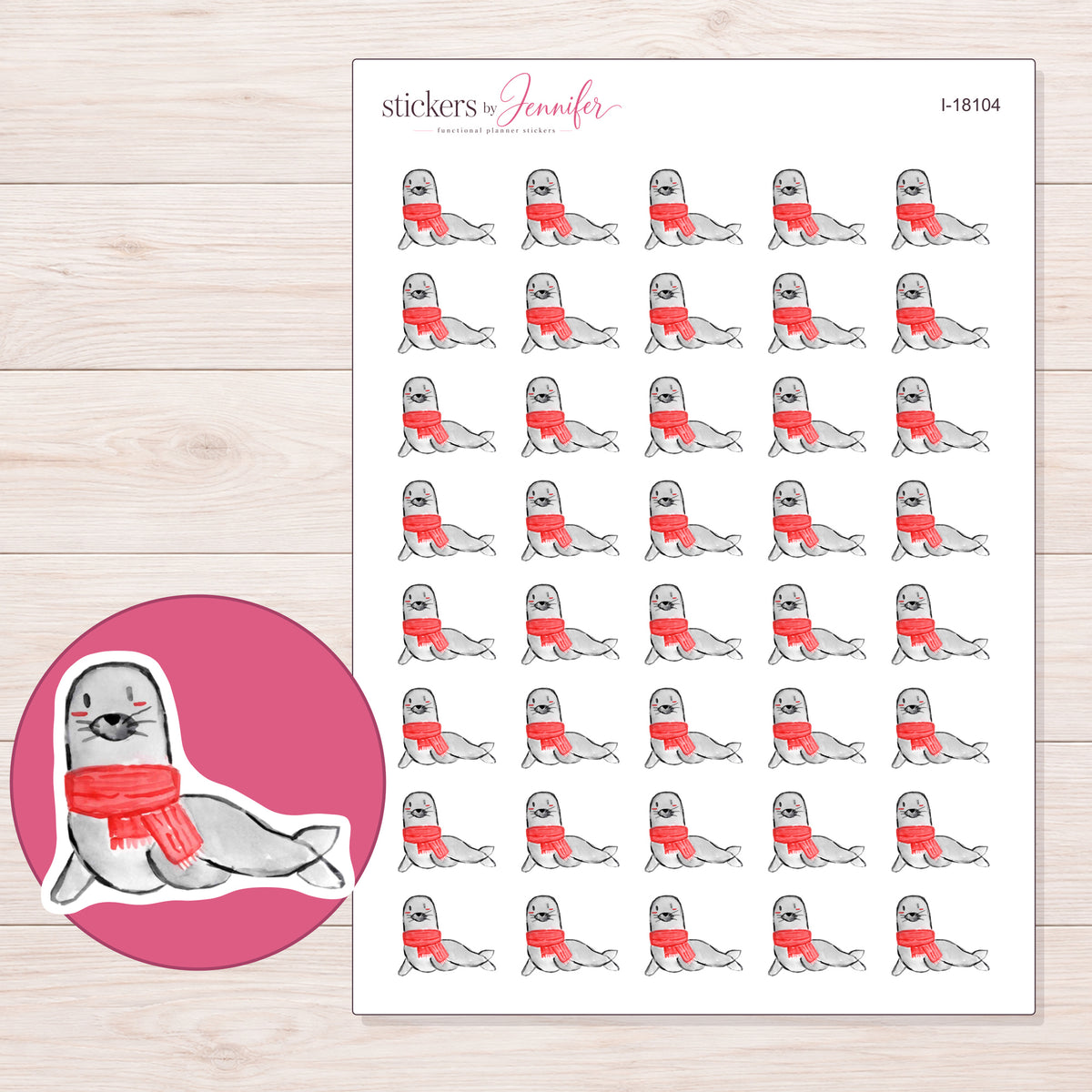 I-18104 planner sticker sheet with enlarged sticker detail