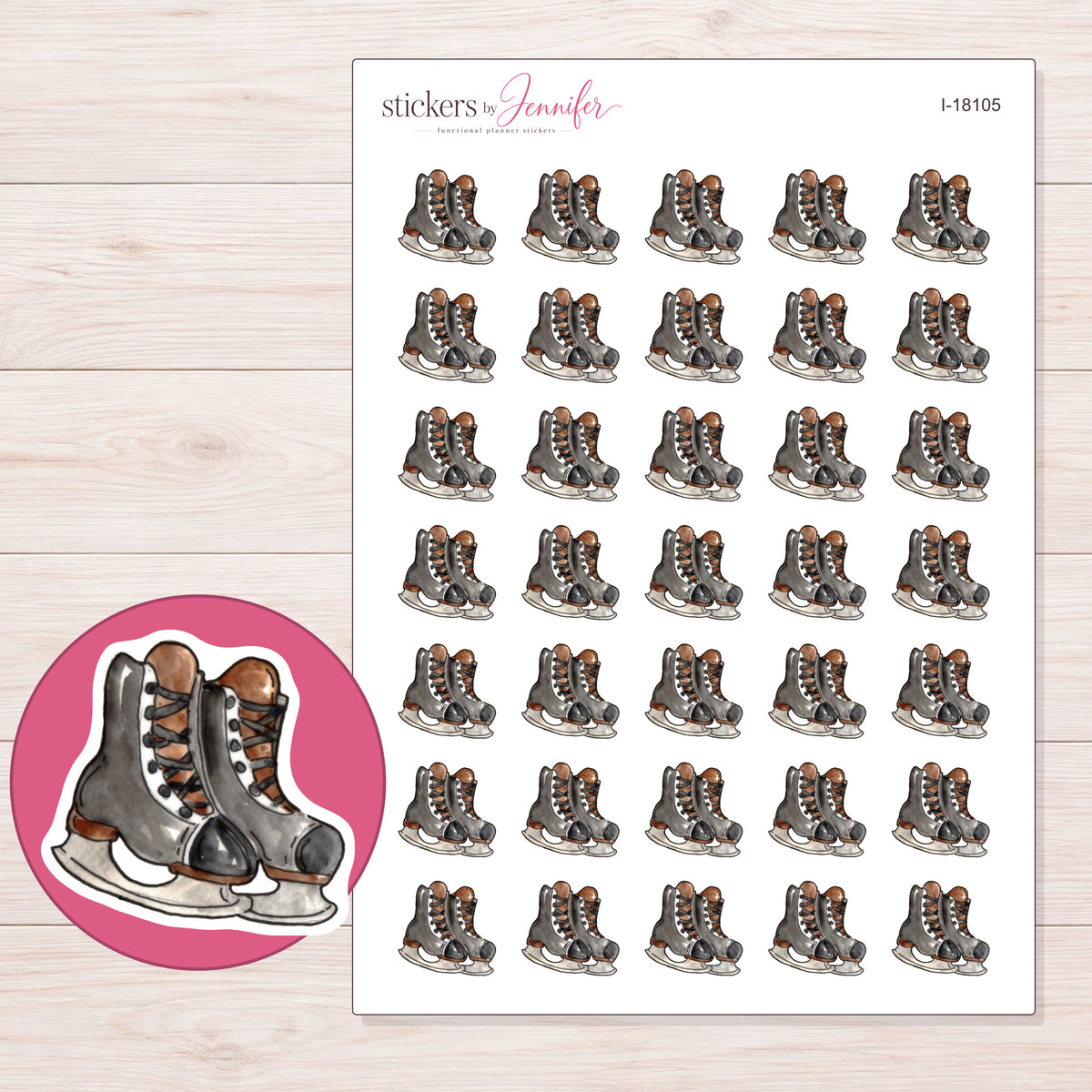 I-18105 planner sticker sheet with enlarged sticker detail