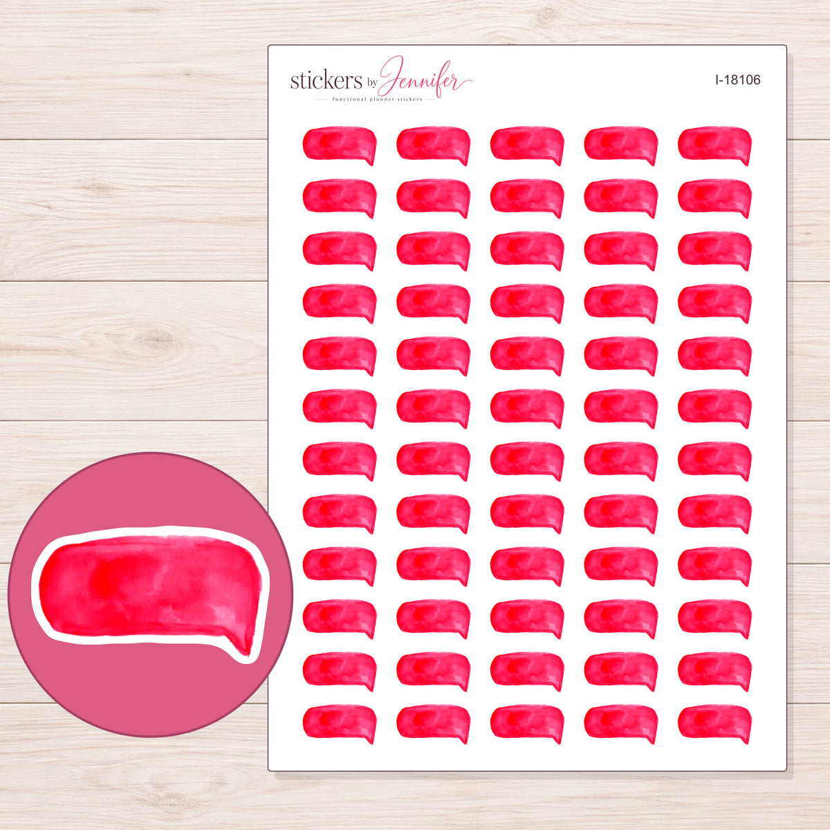 I-18106 planner sticker sheet with enlarged sticker detail