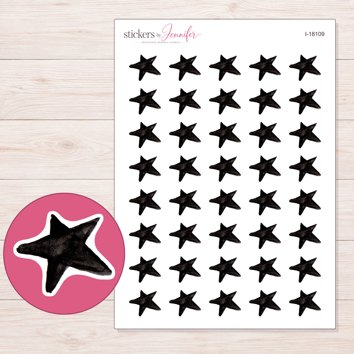 I-18109 planner sticker sheet with enlarged sticker detail