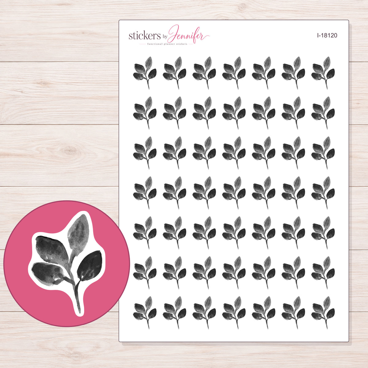 I-18120 planner sticker sheet with enlarged sticker detail