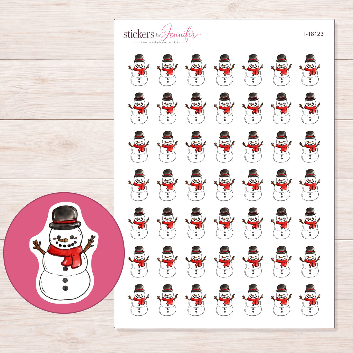 I-18123 planner sticker sheet with enlarged sticker detail