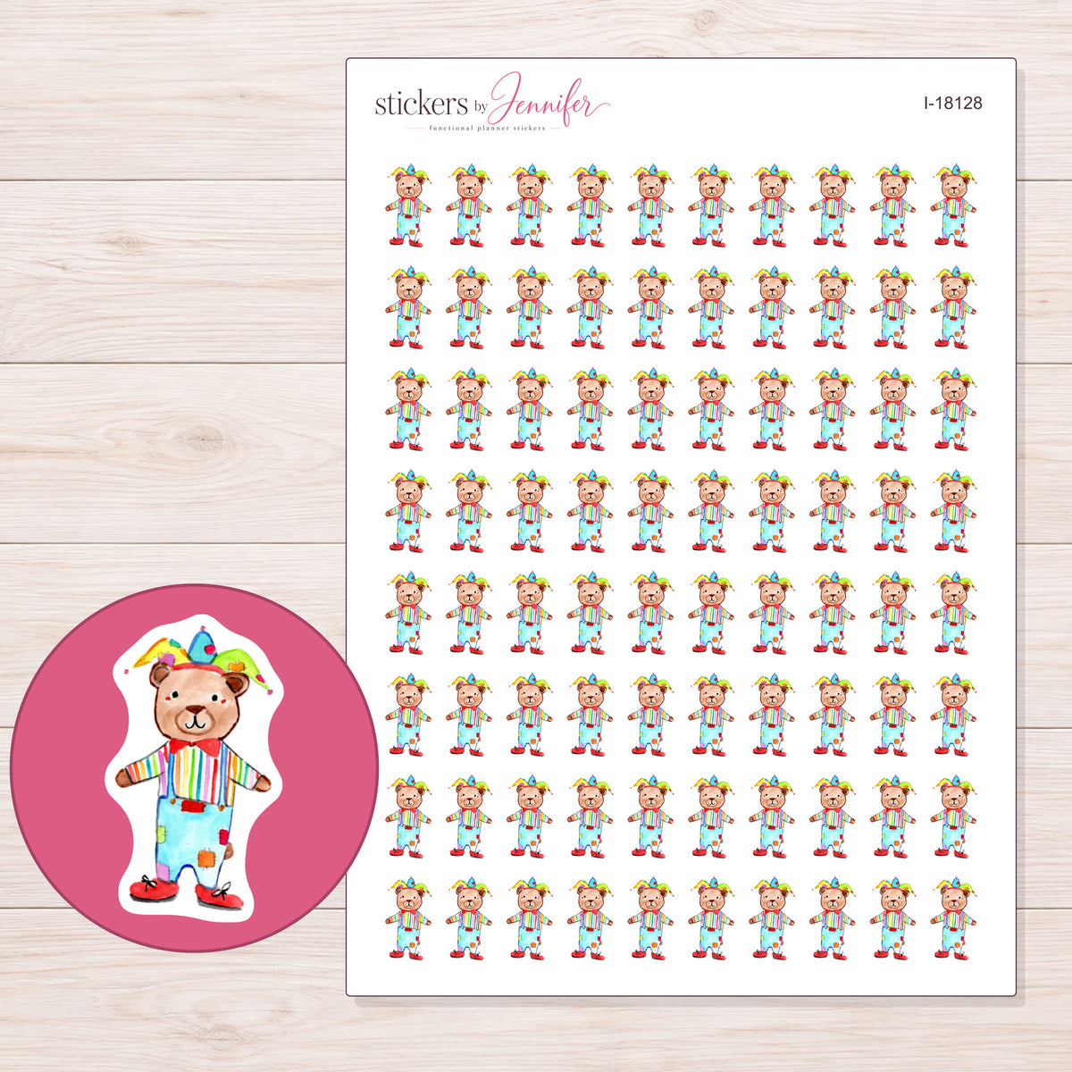I-18128 planner sticker sheet with enlarged sticker detail