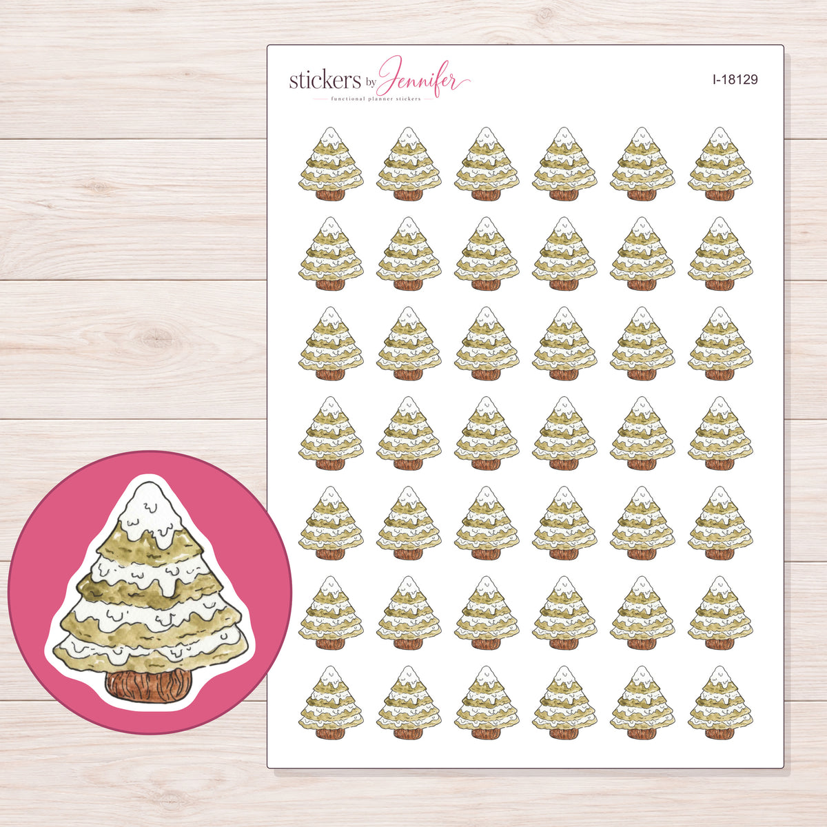 I-18129 planner sticker sheet with enlarged sticker detail
