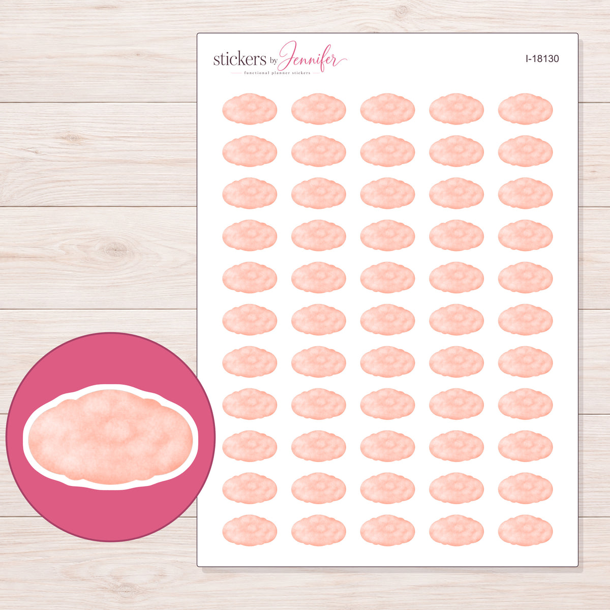 I-18130 planner sticker sheet with enlarged sticker detail