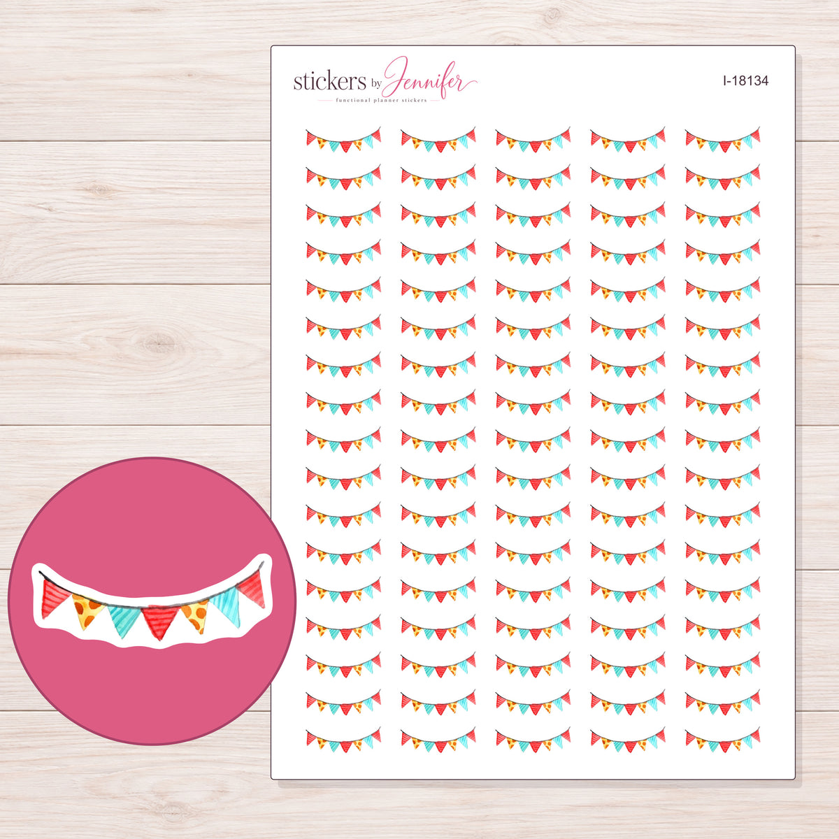 I-18134 planner sticker sheet with enlarged sticker detail