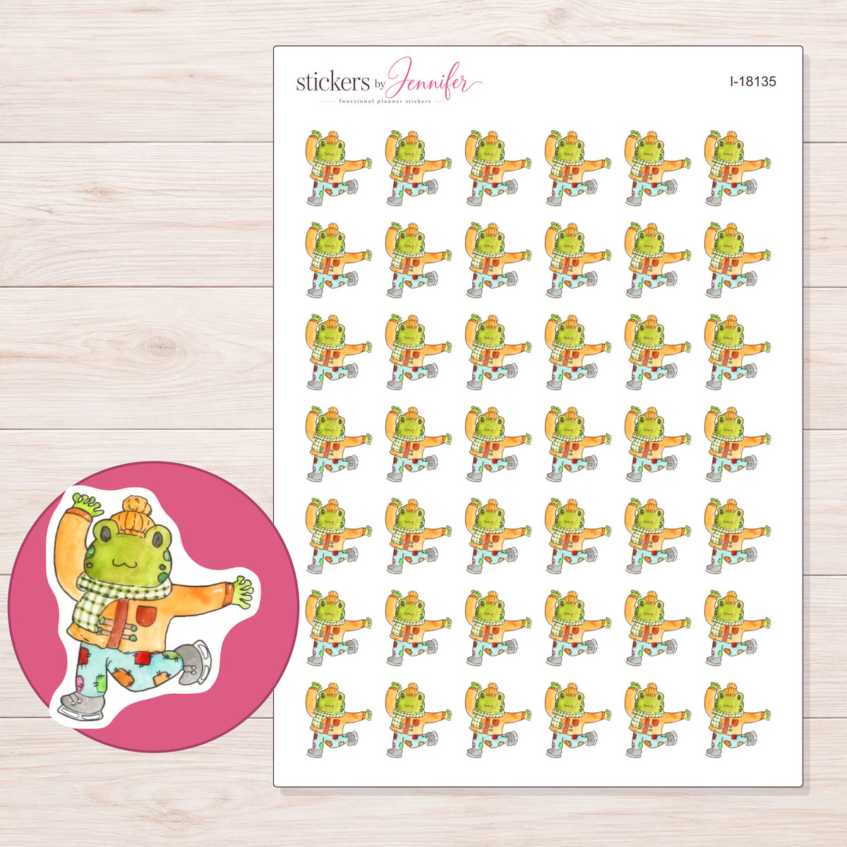 I-18135 planner sticker sheet with enlarged sticker detail