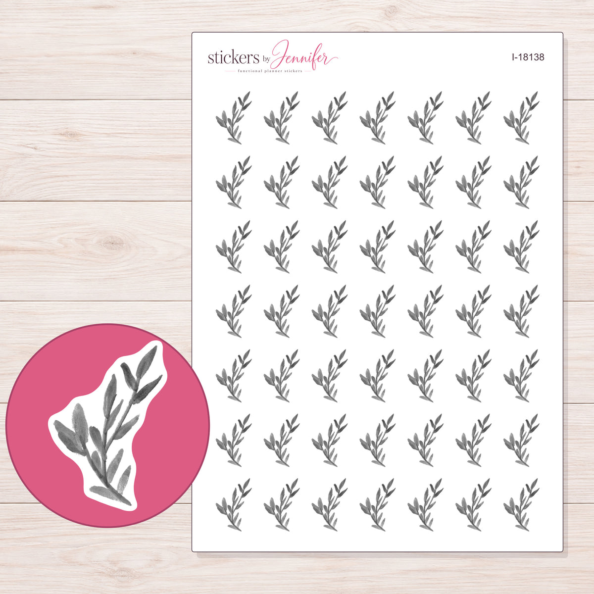 I-18138 planner sticker sheet with enlarged sticker detail