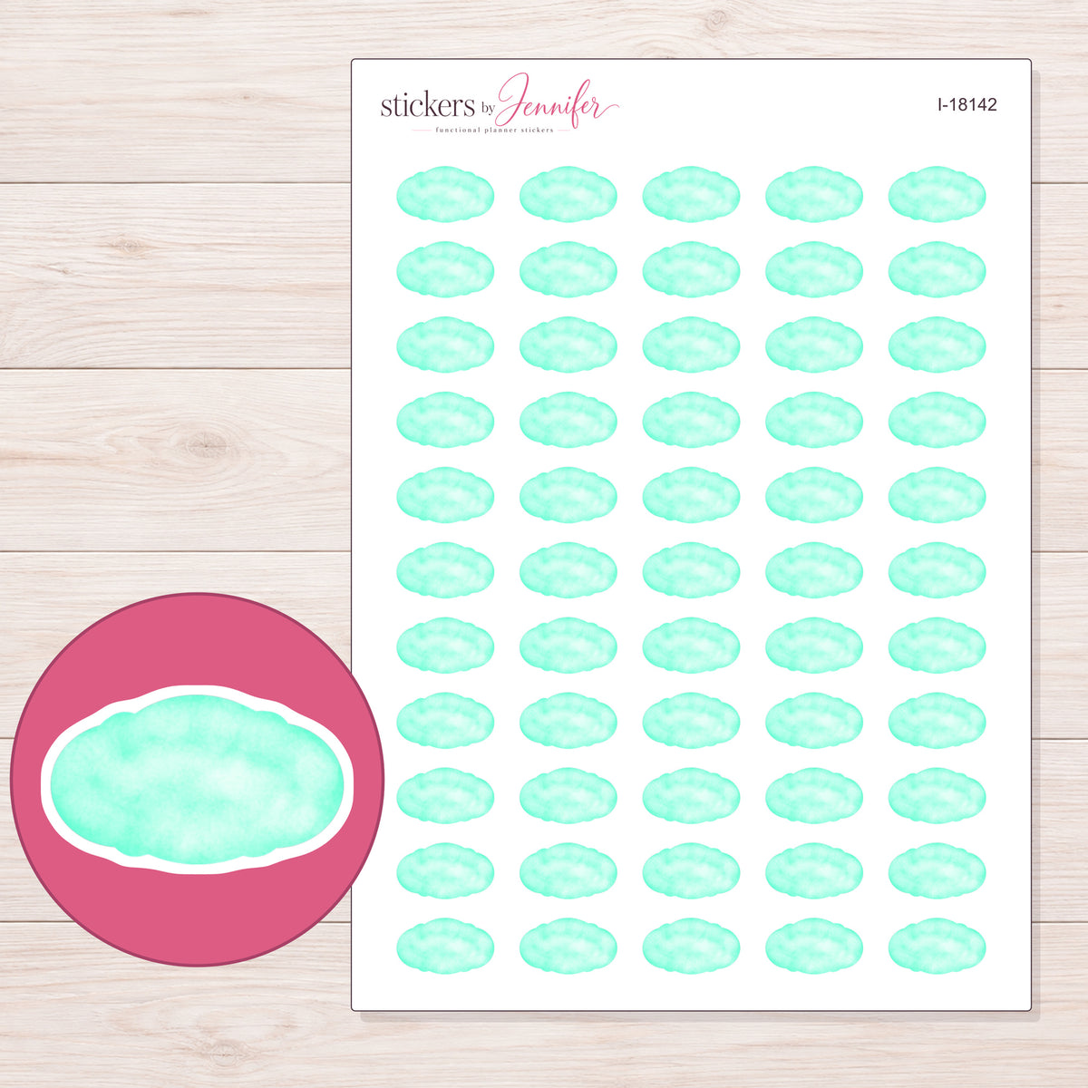 I-18142 planner sticker sheet with enlarged sticker detail