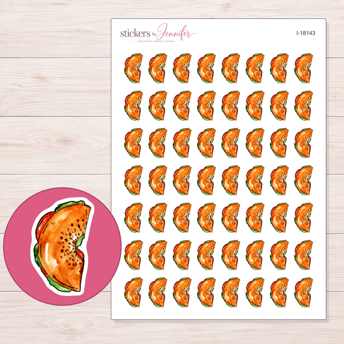 I-18143 planner sticker sheet with enlarged sticker detail